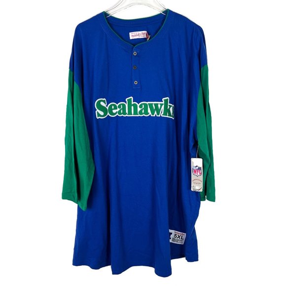 Mitchell & Ness Other - NWT Mitchell & Ness NFL Throwback Seattle Seahawks Henley T-Shirt Size 5XL W669